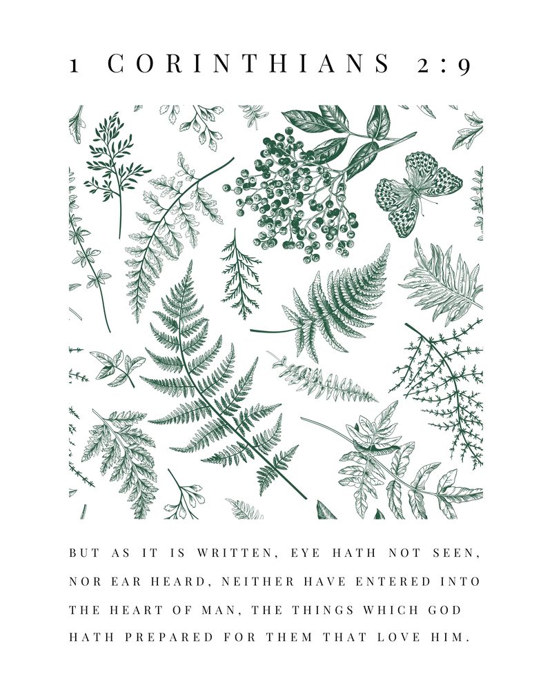 1 Corinthians 2:9 KJV fern wall art — the printable sheet as printed