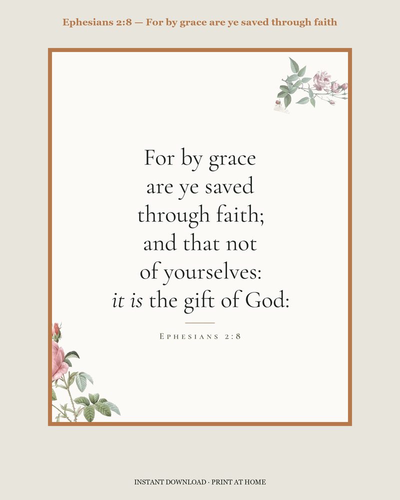 Ephesians 2:8 — Verse family bundle · card, copywork, colouring page and wall card