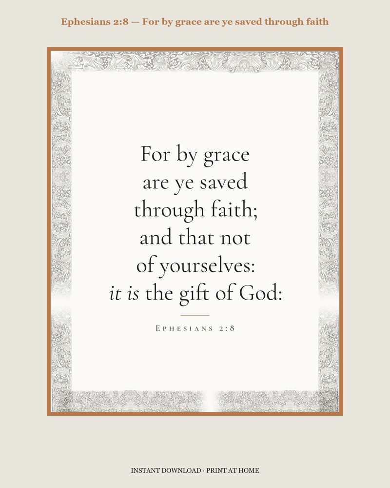 Ephesians 2:8 — Verse family bundle · card, copywork, colouring page and wall card