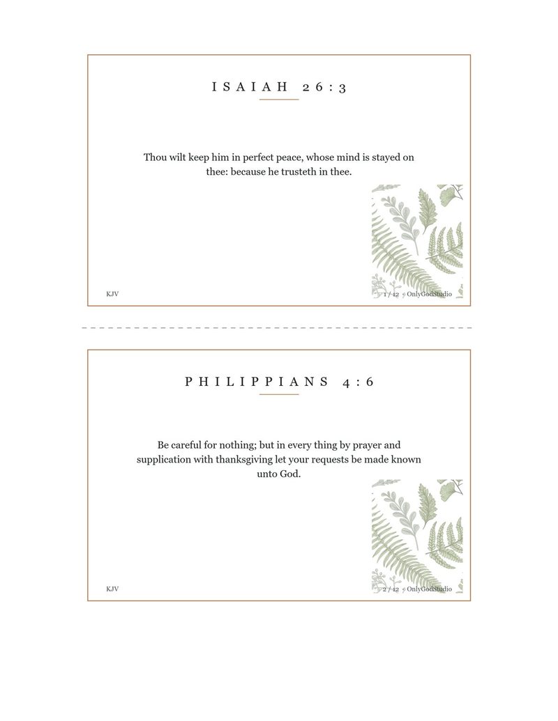 The first page of the free KJV Scripture memory cards (12 verses), ready to print and cut