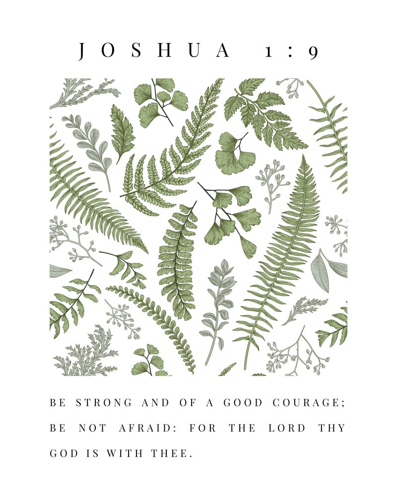 Joshua 1:9 KJV fern wall art — the printable sheet as printed