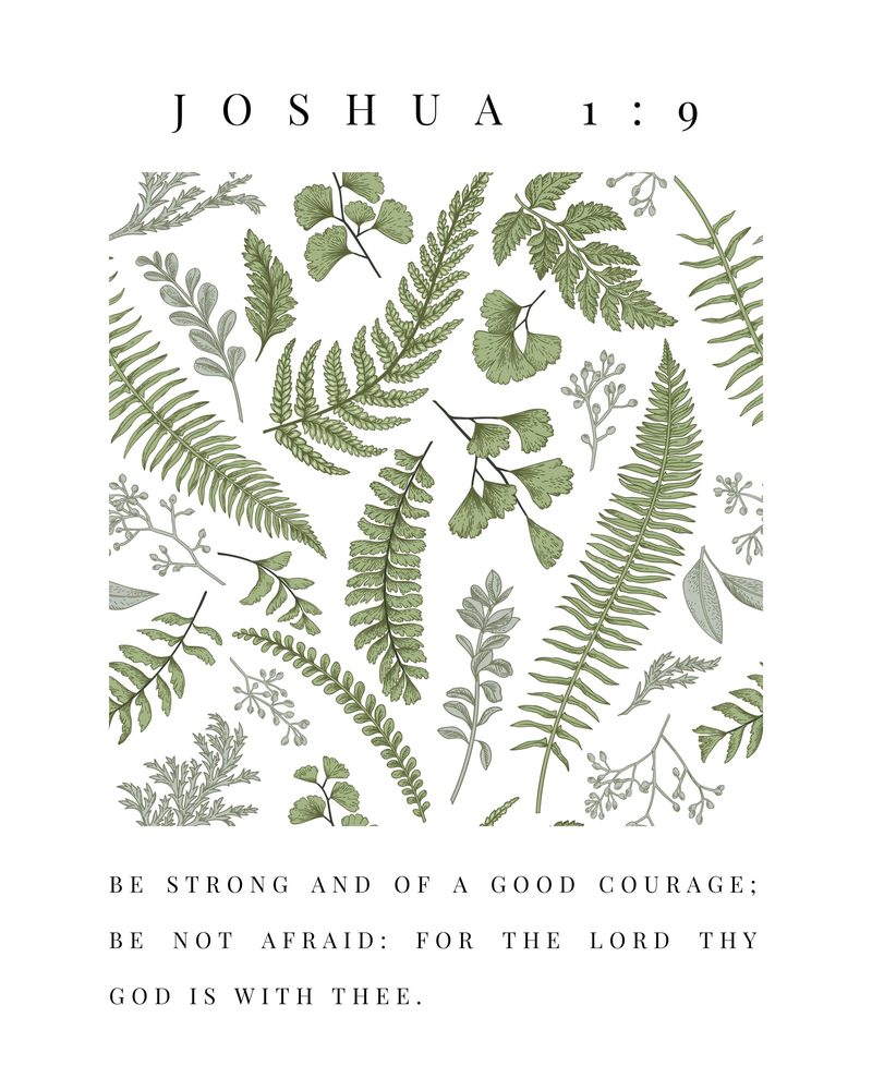 Joshua 1:9 KJV fern wall art — the bare sheet