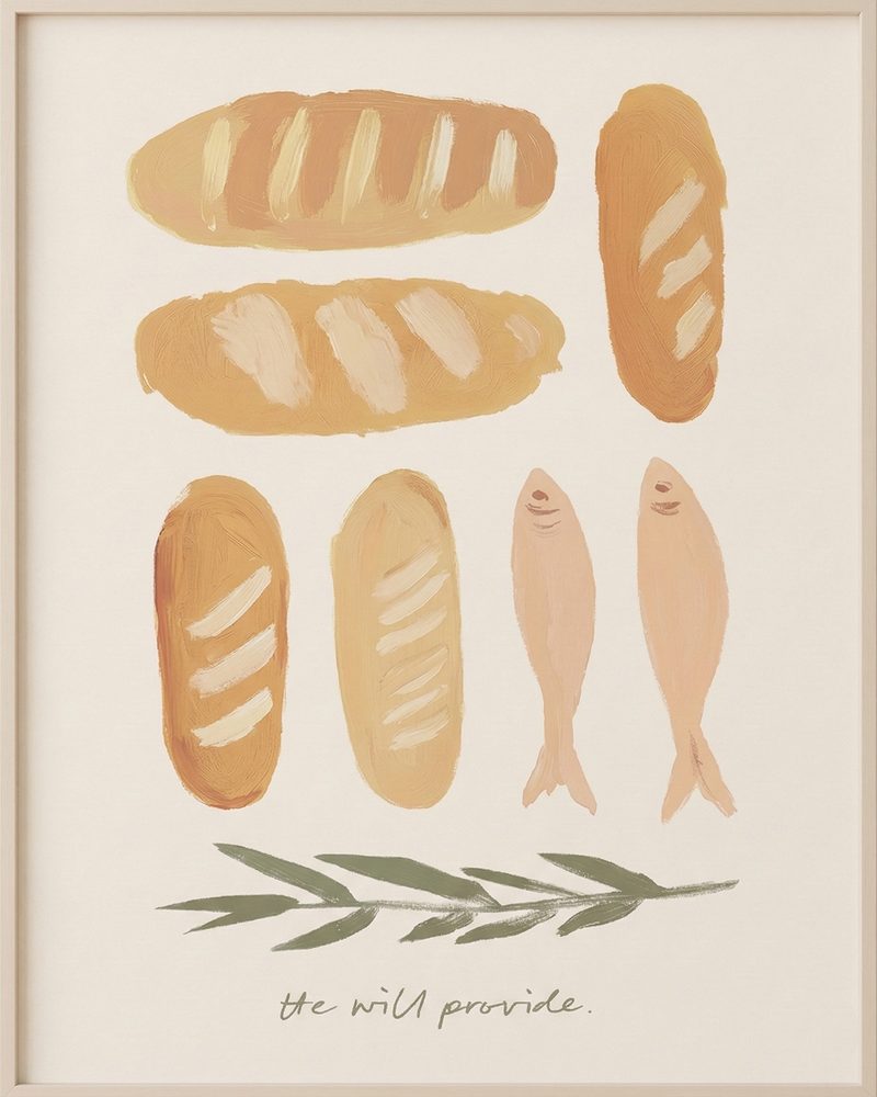 Loaves and Fishes KJV still life wall art — the printable sheet as printed