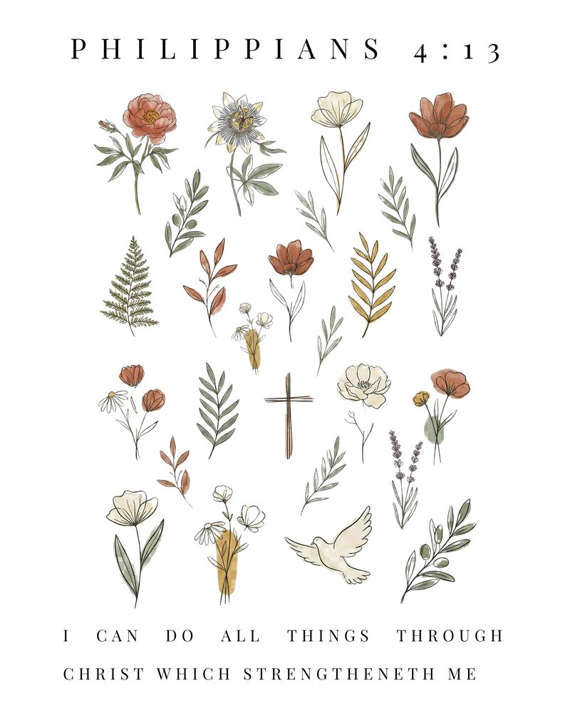 Philippians 4:13 KJV wildflower wall art — the printable sheet as printed