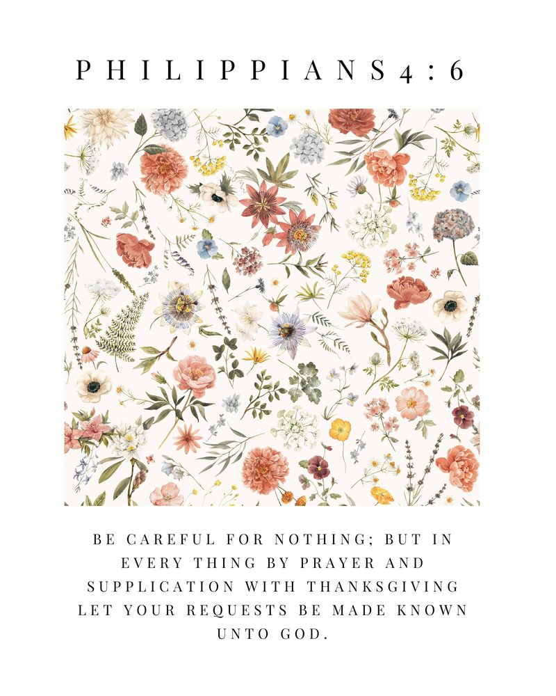Philippians 4:6 KJV wildflower wall art — the printable sheet as printed