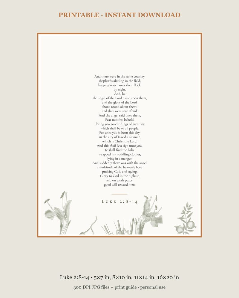 Luke 2:8-14 — Printable · four sizes, 5 × 7 to 16 × 20