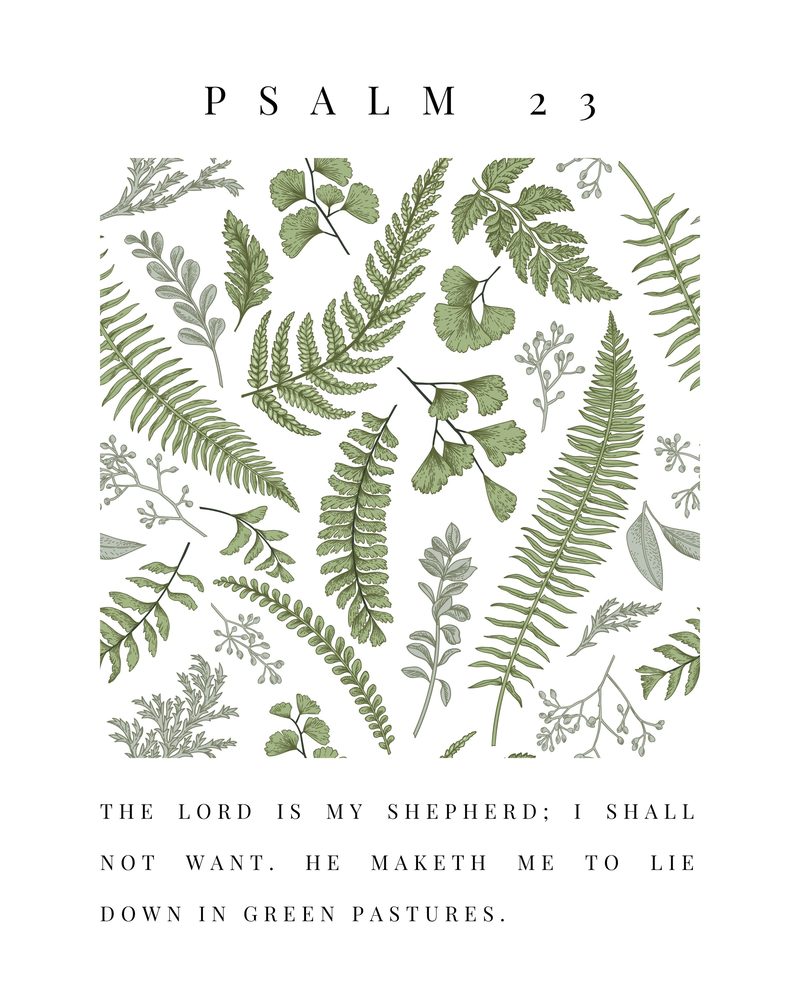 Psalm 23 KJV fern wall art — the printable sheet as printed